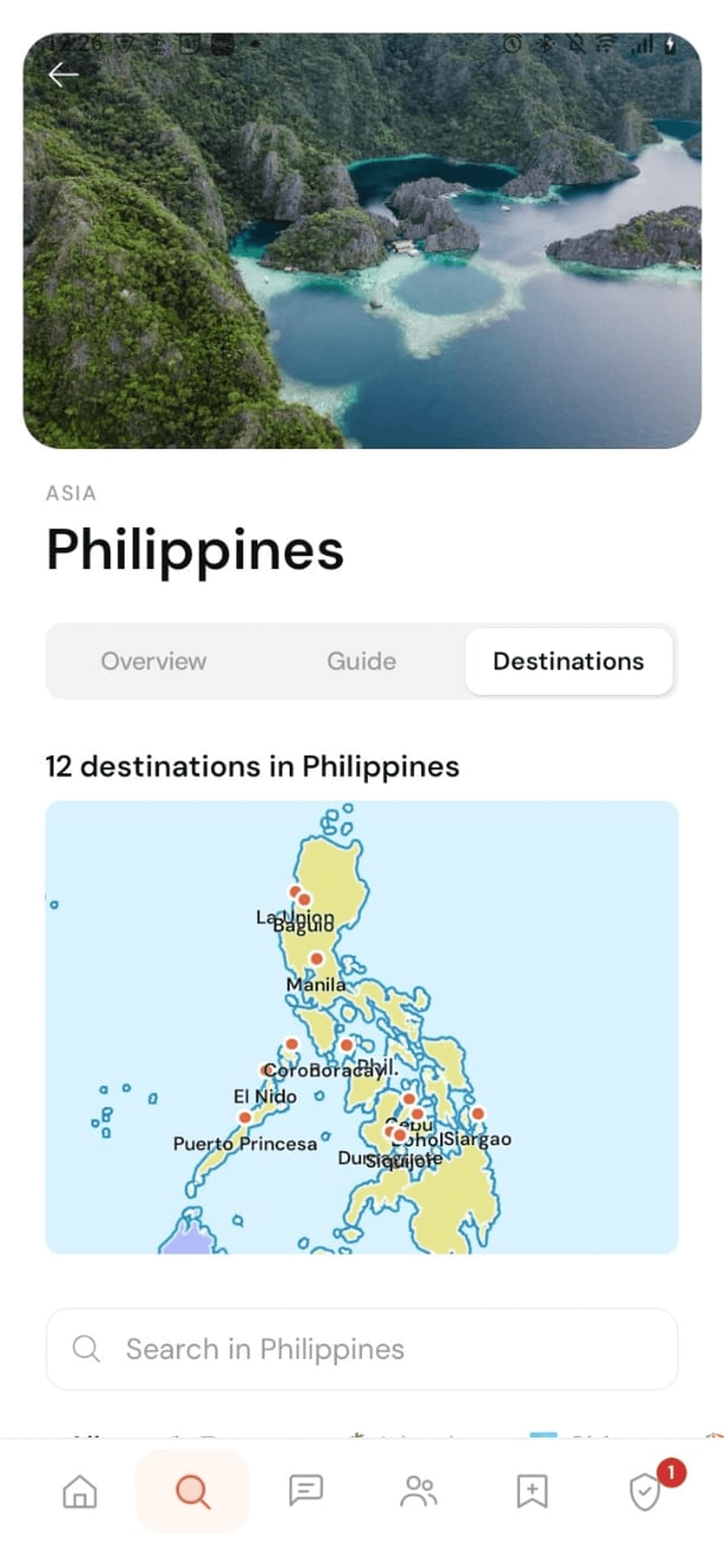 A Sola country guide with a destination map