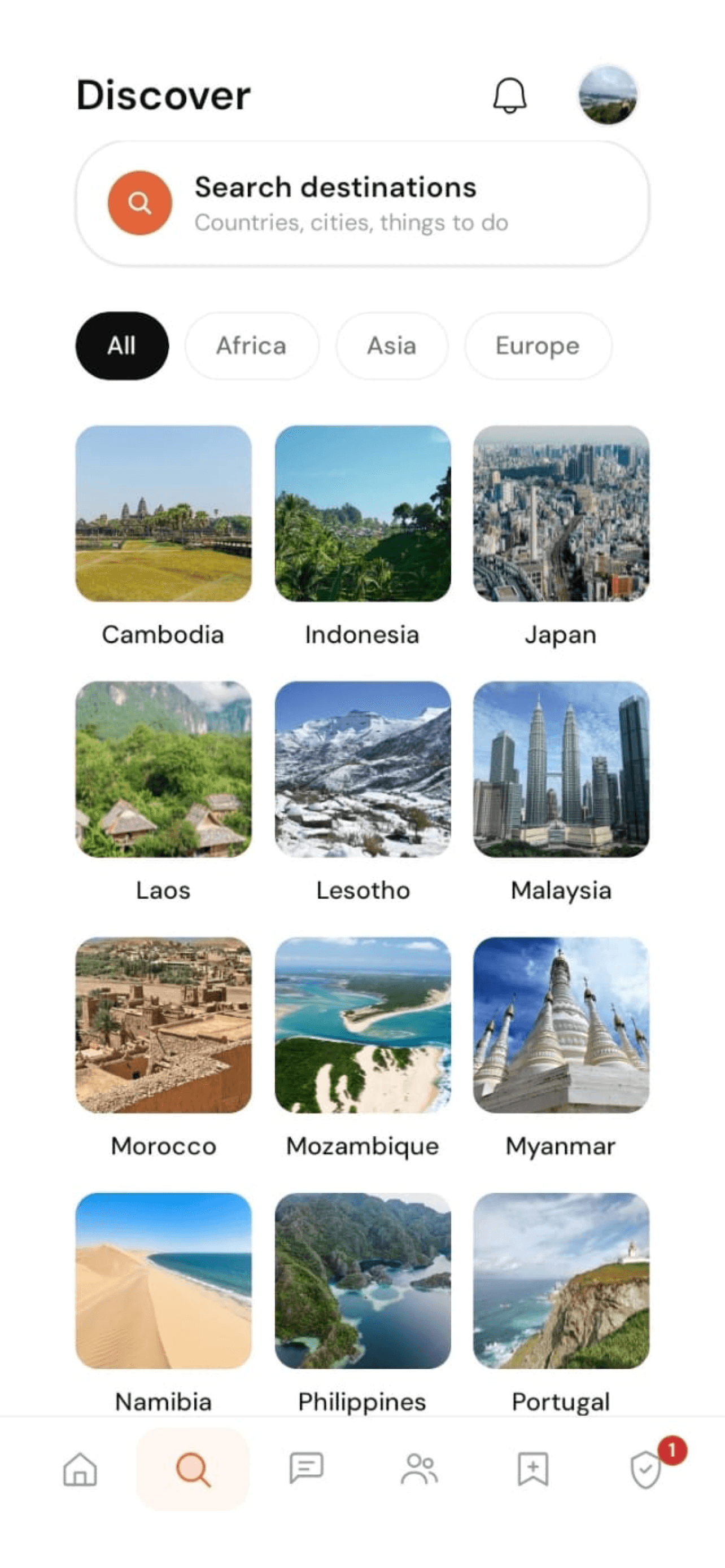 Browsing destinations in Sola